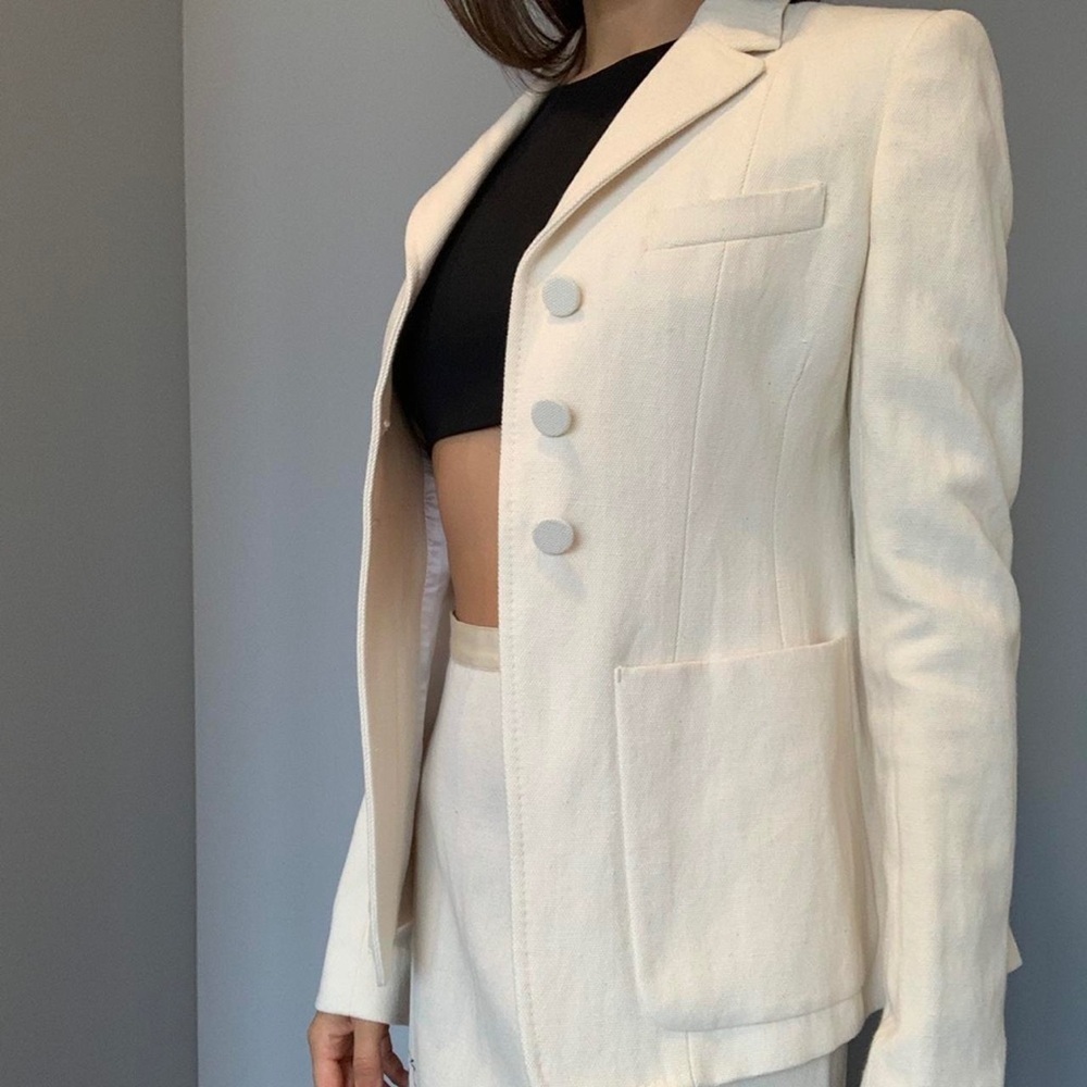 BURBERRY IVORY WOMEN’S BLAZER SIZE 8 - Picture 4 of 15